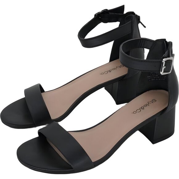 Style & Co Women's Ankle-Strap Block Heels Black Size 6.5M - Picture 2 of 6